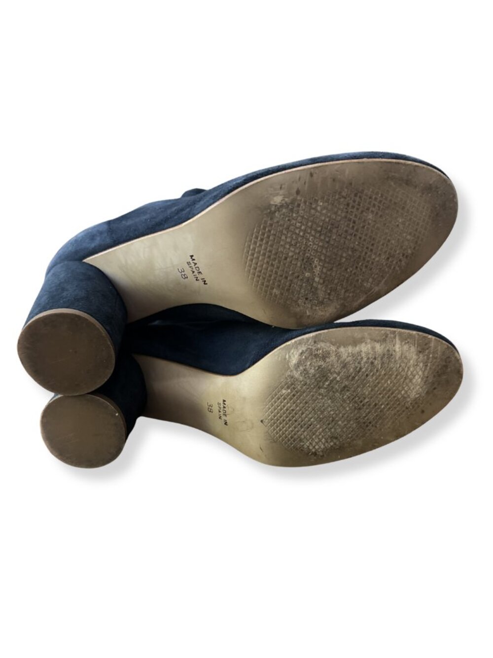 Kurt Geiger Navy Suede Ruffle Ankle Booties Spain EU 38 Block Heel - Picture 9 of 9